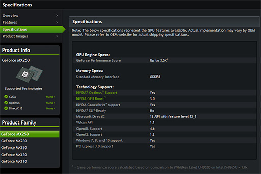 画像ギャラリー No.003のサムネイル画像 / NVIDIA,ノートPC向け単体GPU「GeForce MX250」「GeForce MX230」を製品リストに追加