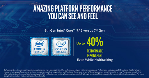 画像ギャラリー No.006のサムネイル画像 / Intel,第8世代Coreプロセッサの薄型ノートPC&2-in-1向けモデルを発表――TDP 15Wで4コア8スレッド対応を実現