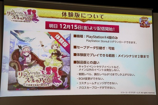 画像ギャラリー No.018のサムネイル画像 / 「リディー＆スールのアトリエ 〜不思議な絵画の錬金術士〜」の完成発表会が開催。体験版の配信＆「New みんなのGOLF」とのコラボが明らかに