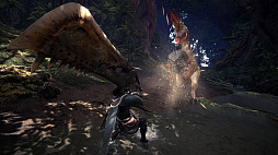 画像ギャラリー No.006のサムネイル画像 / 「MONSTER HUNTER: WORLD」,新モンスター4頭の生態とは……。狩りの様子を収めた先行プレイ動画を紹介。“飛雷竜 トビカガチ”などに操虫棍で挑む