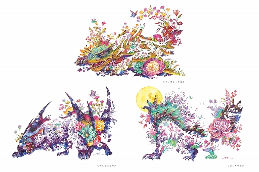 画像ギャラリー No.002のサムネイル画像 / 「モンスターハンター」と現代アーティストのタケダヒロキ氏とのコラボ商品が登場。緻密な筆使いや鮮やかな色使いでモンスターと草花を融合