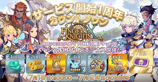 画像ギャラリー No.003のサムネイル画像 / 「フィンガーナイツクロス」,サービス開始1周年に向けてログインボーナスが開催