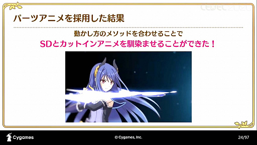 画像ギャラリー No.010のサムネイル画像 / ［CEDEC 2020］「プリンセスコネクトRe:Diveが目指した，アニメRPGとしてのゲーム演出制作事例」聴講レポート。アニメとゲームの演出を融合したカットインアニメとは