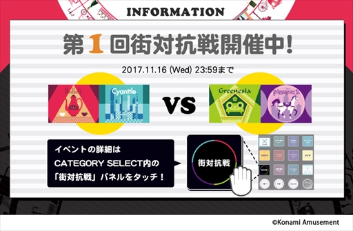 画像ギャラリー No.001のサムネイル画像 / 「jubeat clan」,シリーズ初となるチーム戦イベント「街対抗戦」を開催