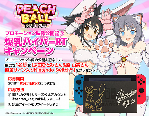 画像ギャラリー No.007のサムネイル画像 / 「PEACH BALL 閃乱カグラ」,飛鳥&雪泉がゲーム内容を紹介する最新PVが公開。抽選で直筆サイン入りSwitchがもらえるTwitterキャンペーンも実施