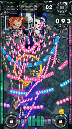 画像ギャラリー No.006のサムネイル画像 / 1000発以上の弾幕が60fpsで動く,スマホ向け縦スクロールSTG「アカとブルー」が配信開始――ライフ回復システムやオートBOMB機能も搭載