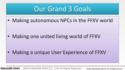 画像ギャラリー No.003のサムネイル画像 / ［GDC 2018］FFXVのゲームAIは，開発の工程にどう取り込まれたのか？　日本のゲームAI研究の第一人者が語る，FFXVのAI概論