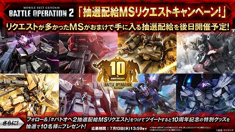 画像ギャラリー No.007のサムネイル画像 / 「機動戦士ガンダム バトルオペレーション2」で“シリーズ10周年記念キャンペーン”が開催に。毎日1回無料の抽選配給がスタート