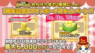 画像ギャラリー No.003のサムネイル画像 / 「ねこ島日記」,1周年記念で8種類のキャンペーンを開催