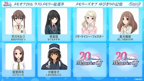 画像ギャラリー No.010のサムネイル画像 / 「メモリーズオフ」シリーズの20周年企画として，全作品のヒロインや女性キャラクターを対象にした総選挙が開催