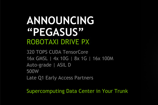 画像ギャラリー No.003のサムネイル画像 / NVIDIA，「Voltaの次」のGPUを搭載する車載システム「DRIVE PX PEGASUS」発表
