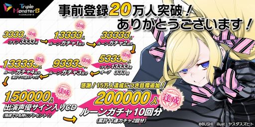 画像ギャラリー No.002のサムネイル画像 / 「トリプルモンスターズ」の事前登録者数が20万人を突破。追加目標を達成