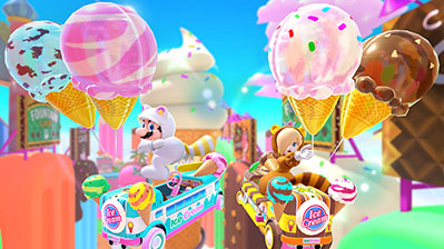 画像ギャラリー No.007のサムネイル画像 / 「マリオカート ツアー」でアイスツアーが開幕。しろタヌキマリオやアイスクリームが目を引く“スウィートな”新コースも登場