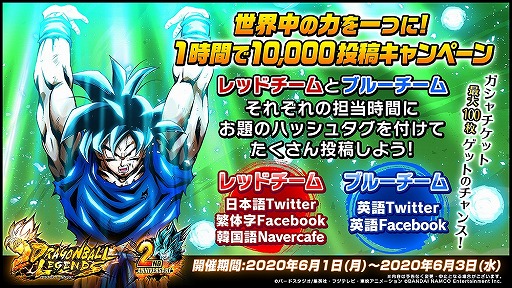 画像ギャラリー No.001のサムネイル画像 / 「ドラゴンボール レジェンズ」に毎日無料で引ける10連ガシャや,新キャラ「超サイヤ人ゴッドSSベジット」が登場。2周年記念キャンペーンとして