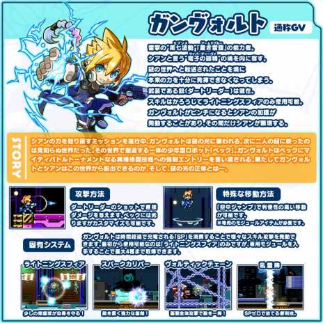 画像ギャラリー No.015のサムネイル画像 / 新作2Dアクション「ぎゃるガンヴォルト バースト」の配信が本日スタート。追加DLC第1弾「ライバルズ」も同時配信