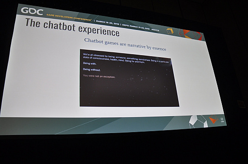 画像ギャラリー No.006のサムネイル画像 / ［GDC 2018］“AIとの会話をゲームにする”ことの難しさとは。「EVENT[0]」の開発者が登壇した講演をレポート