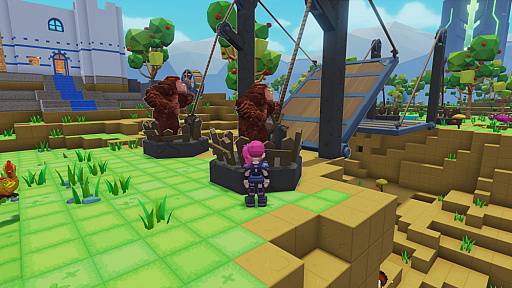 画像ギャラリー No.004のサムネイル画像 / 「PixARK」最新情報。テイムした特定の生物を配置して,生物の能力をエネルギー源として動作する発電機,はね橋,防衛タワーの設備が建設できる