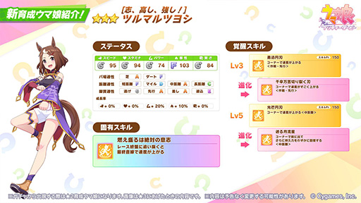 画像ギャラリー No.009のサムネイル画像 / ルネの月刊ウマ娘通信第8回:ツルマルツヨシ(CV:青山吉能)がついに育成ウマ娘化! イベント選択肢の効果が分かる新機能も実装に