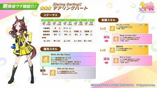画像ギャラリー No.002のサムネイル画像 / 「ウマ娘 プリティーダービー」，新育成ウマ娘「★★★ [Daring Darling!]デアリングハート」を実装。新たなサポートカードも登場