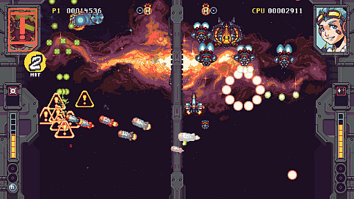 画像ギャラリー No.009のサムネイル画像 / 対戦型シューティングゲーム「ライバル・メガガン」が11月29日にリリース。ライバルの画面に侵略して,敵機を星屑にしてやろう