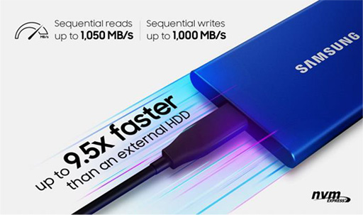 画像ギャラリー No.002のサムネイル画像 / Samsung製の外付けSSD「Portable SSD T7」が6月上旬に国内発売。内部PCIe接続による速さが売り
