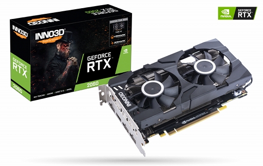 画像ギャラリー No.001のサムネイル画像 / Inno3DブランドのRTX 2060搭載カードが国内発売。ツインファン仕様のクーラー搭載モデル