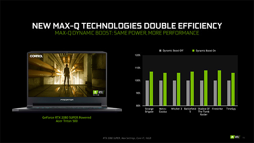 画像ギャラリー No.012のサムネイル画像 / NVIDIA,ノートPC向け「GeForce RTX 2080 SUPER,2070 SUPER」を発表。薄型軽量ノートPC向け技術「Max-Q」の新版も登場