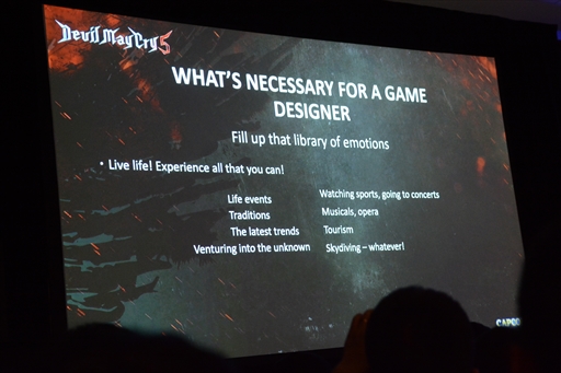 画像ギャラリー No.015のサムネイル画像 / ［GDC 2019］ゲームデザインで必要なことは，感情のライブラリを充実させること――。「DMC5」の伊津野氏が語るゲームデザイナーのありかた