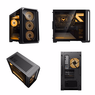 画像ギャラリー No.003のサムネイル画像 / ASUSから黒いガラスボディに黄色いファンが光るミドルタワーゲームPC発売。IntelモデルとAMDモデルをラインナップ