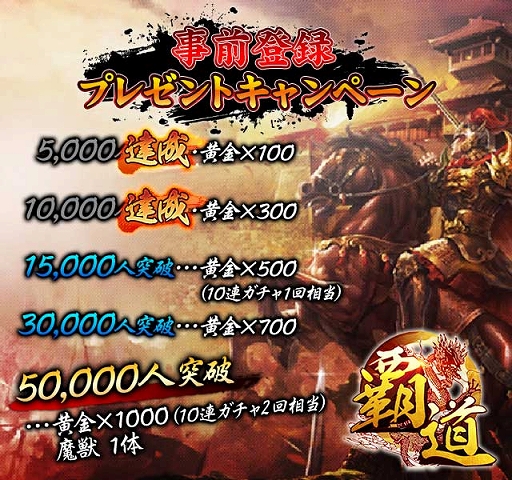 画像ギャラリー No.002のサムネイル画像 / 「覇道-HADO-」,事前登録者数が1万人を突破&達成報酬「黄金300個」が確定