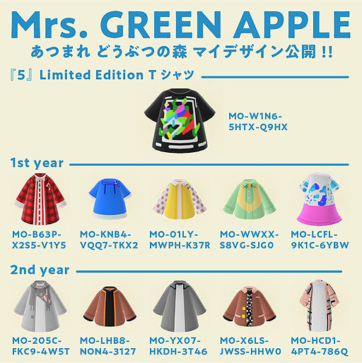 画像ギャラリー No.002のサムネイル画像 / ロックバンド・Mrs. GREEN APPLEが「あつ森」内イベントの開催記念で,アルバムのジャケット画像などをあしらったマイデザインを公開