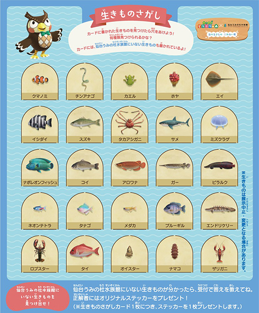 画像ギャラリー No.004のサムネイル画像 / 「あつまれ どうぶつの森」コラボイベント，仙台うみの杜水族館で7月13日から開催。ゲームに出てくる“海の幸”の実食体験などを実施