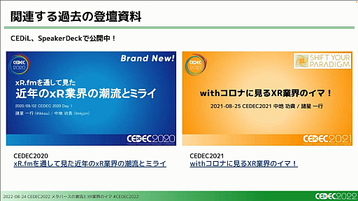 画像ギャラリー No.049のサムネイル画像 / ［CEDEC 2022］XRとメタバース業界で過去1年間に起きた，技術やビジネスの動向を凝縮して語るセッションをレポート