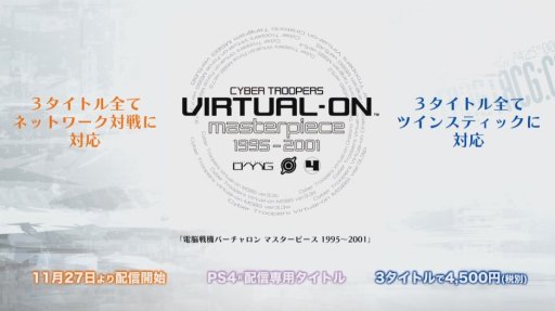 画像ギャラリー No.001のサムネイル画像 / ［TGS 2019］「バーチャロン」初期3作がセットになった，PS4「電脳戦機バーチャロン マスターピース 1995〜2001」。11月27日に配信決定