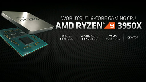 画像ギャラリー No.003のサムネイル画像 / 【速報】AMD,16コア32スレッド対応の新型CPU「Ryzen 9 3950X」を発表