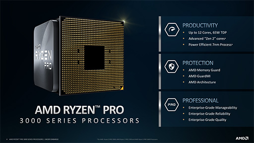 画像ギャラリー No.004のサムネイル画像 / AMD，Zen 2コア採用のビジネスPC向けCPU「Ryzen PRO 3000」を発表。Zen＋ベースのビジネスPC向けAPUも同時に