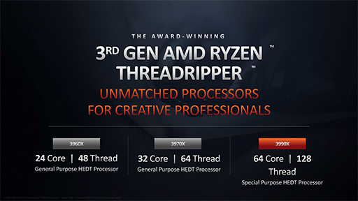 画像ギャラリー No.004のサムネイル画像 / AMD，1パッケージで64コア128スレッドを実現したCPU「Ryzen Threadripper 3990X」を2月8日発売。価格は約50万円