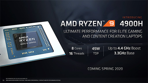 画像ギャラリー No.002のサムネイル画像 / AMD,ゲームノートPC向けAPU「Ryzen 9 4900H」を発表。最大4.4GHz駆動で,iGPUは8CU仕様に