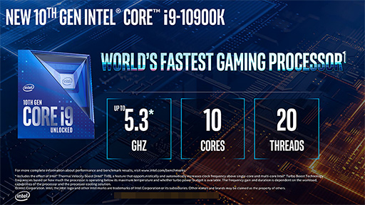 画像ギャラリー No.004のサムネイル画像 / Intel,デスクトップPC向け第10世代Coreプロセッサを発表。Core i9は10C20T対応で最大クロック5.3GHzを実現