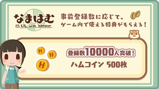 画像ギャラリー No.005のサムネイル画像 / ハムスター飼育アプリ「なまはむ」の事前登録者数が5000人を突破。特典が追加に