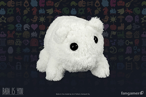 画像ギャラリー No.001のサムネイル画像 / パズルゲーム「Baba Is You」のキャラクター「Baba」のぬいぐるみが登場。つぶらな瞳がチャームポイントの白くてもこもこなぬいぐるみ