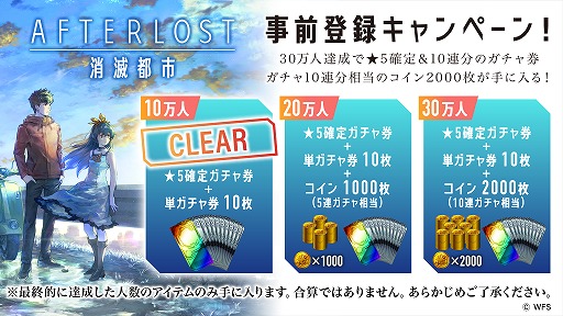 画像ギャラリー No.001のサムネイル画像 / 「AFTERLOST - 消滅都市」の事前登録数が10万人を突破。アニメ「消滅都市」のサイン入り台本が当たるTwitterキャンペーンも
