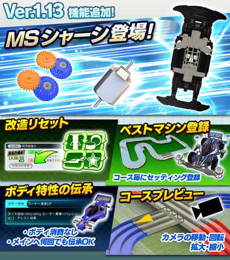 画像ギャラリー No.001のサムネイル画像 / 「ミニ四駆 超速グランプリ」,MSシャーシ登場や5大新機能追加などの大型アップデート“Ver.1.13”実装