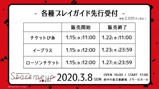画像ギャラリー No.002のサムネイル画像 / 「BATON=RELAY」のライブイベント「BATON=RELAY 1st LIVE “Start meup 2020”」，各プレイガイドでのチケット販売が決定