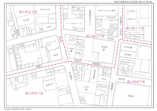 画像ギャラリー No.001のサムネイル画像 / ゼンリン,「龍が如く7」の伊勢佐木異人町を住宅地図に。春日一番がゲーム内の建物を一軒一軒回って調査