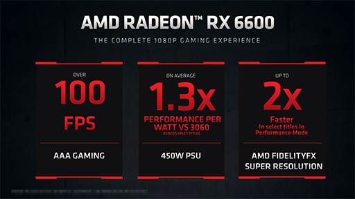 画像ギャラリー No.004のサムネイル画像 / AMD,新型GPU「Radeon RX 6600」を発表。GeForce RTX 3060に挑戦するNavi 2X世代のエントリー〜ミドルクラスGPU