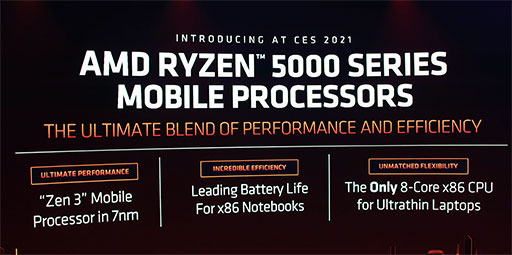 画像ギャラリー No.002のサムネイル画像 / AMD,Zen 3ベースのノートPC向け新型APU「Ryzen Mobile 5000」シリーズを発表