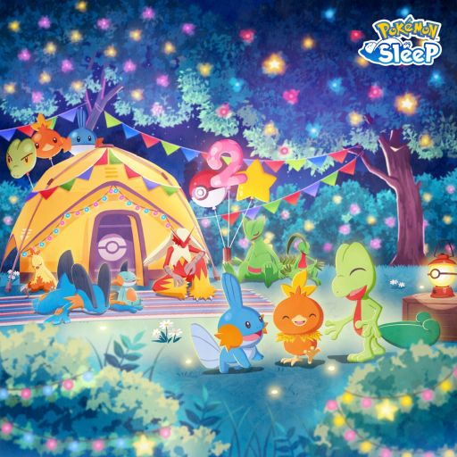 画像ギャラリー No.001のサムネイル画像 / 「Pokémon Sleep」，キモリやアチャモ，ミズゴロウの姿が確認できる2周年記念映像を公開。初のリアルイベントも開催決定