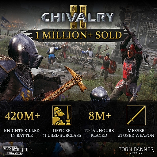 画像ギャラリー No.001のサムネイル画像 / 「Chivalry 2」の販売本数が100万本を突破。総キル数やプレイ時間などゲーム内の統計データの公開も