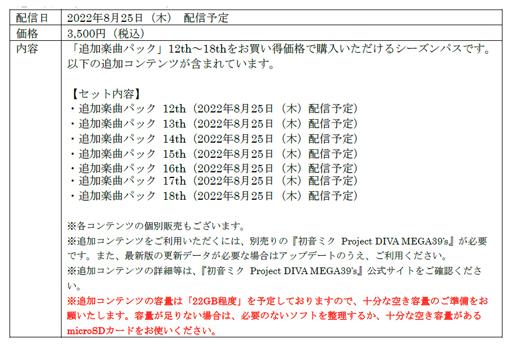 画像ギャラリー No.017のサムネイル画像 / Switch版「初音ミク Project DIVA MEGA39’s」DLCシーズン3が8月25日に配信決定